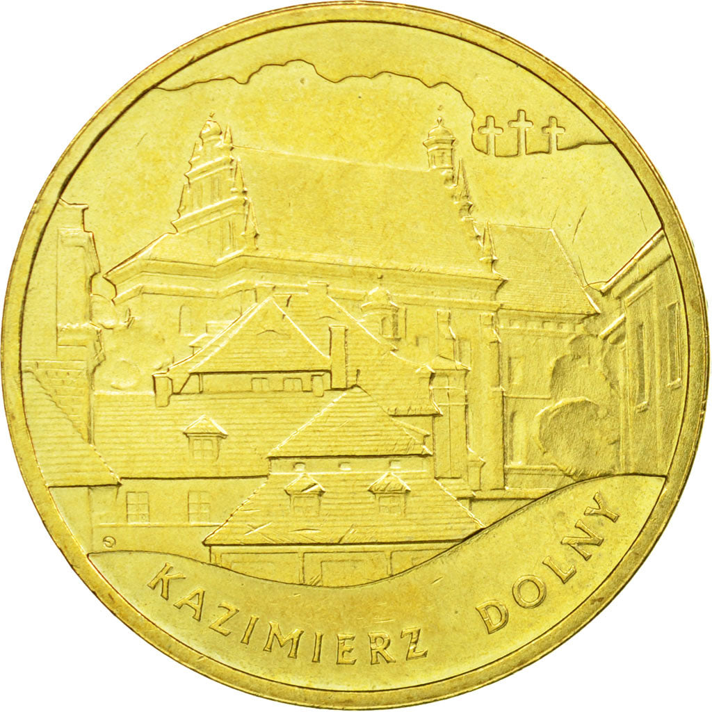 Coin, Poland, Kazimierz Dolny, 2 Zlote, 2008, Warsaw, AU(55-58), Brass, KM:641