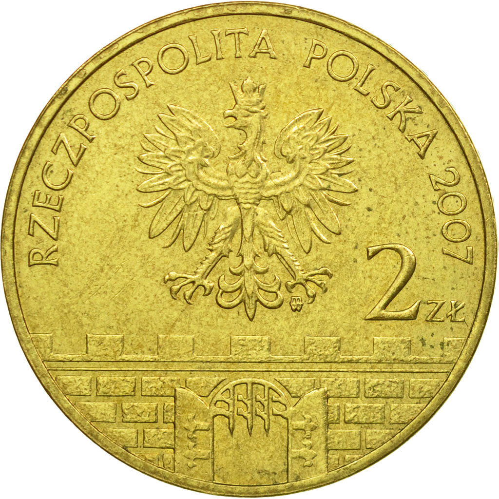 Moneda, Polonia, 2 Zlote, 2007, Warsaw, BC+, Latón, KM:613