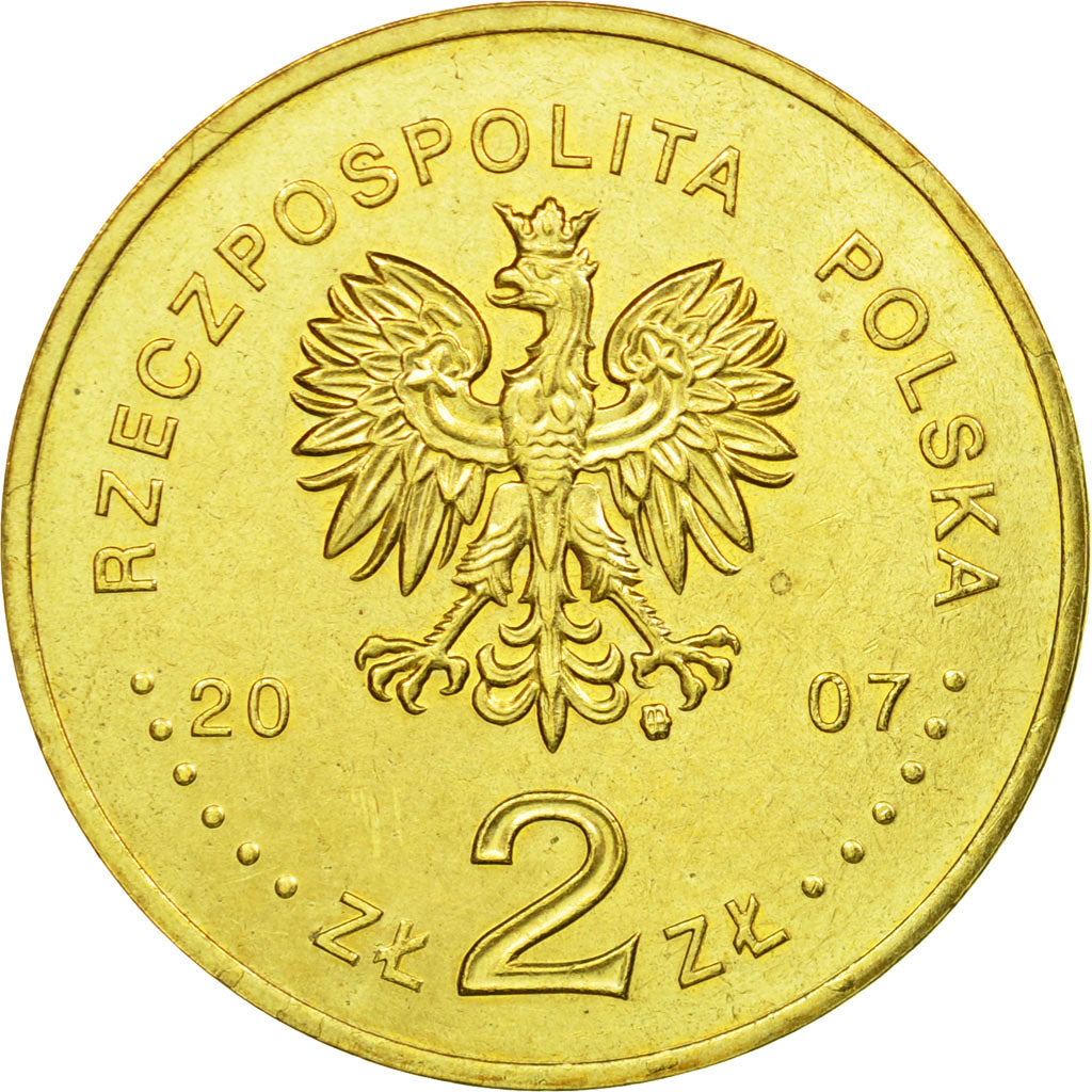 Coin, Poland, 2 Zlote, 2007, Warsaw, EF(40-45), Brass, KM:622