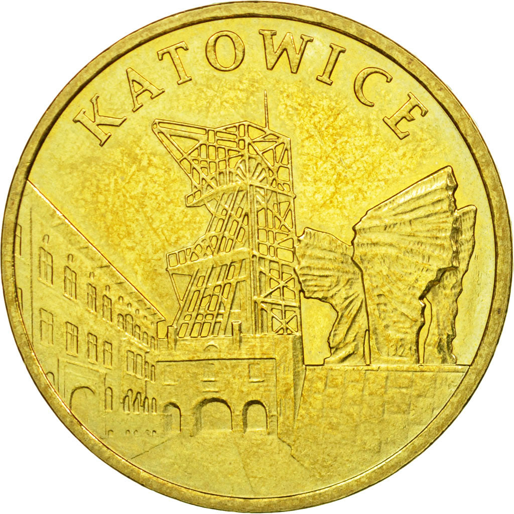 Moneta, Polska, City of Katowice, 2 Zlote, 2010, Warsaw, EF(40-45), Mosiądz