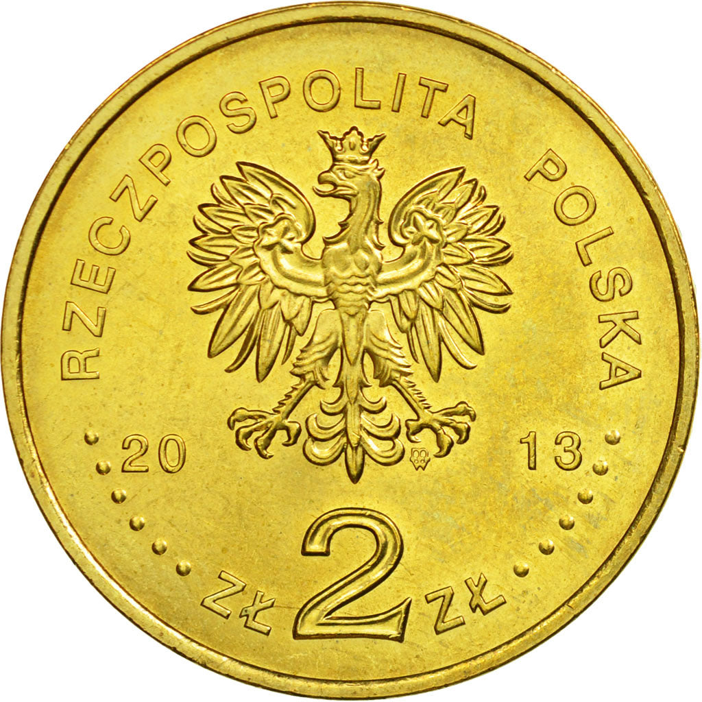 Moneda, Polonia, 2 Zlotych, 2013, Warsaw, MBC, Latón, KM:848