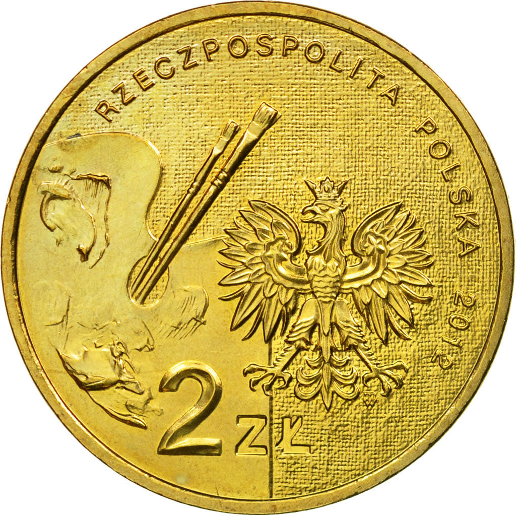 Coin, Poland, Piotr Michalowski, painter, 2 Zlote, 2012, Warsaw, AU(55-58)
