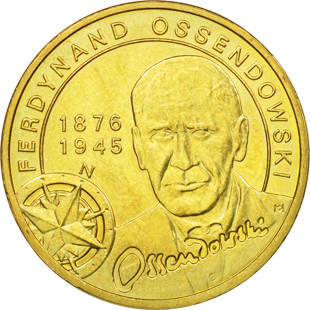 Moneda, Polonia, Ferdynand Ossendowski, 2 Zlote, 2011, Warsaw, MBC, Latón