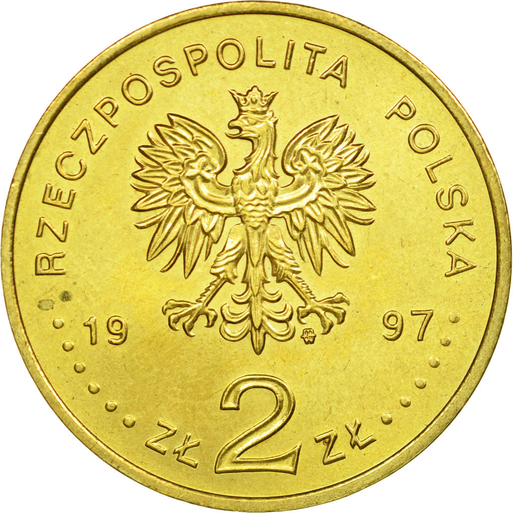 Coin, Poland, Stefan Batory, 2 Zlote, 1997, AU(55-58), Brass, KM:325