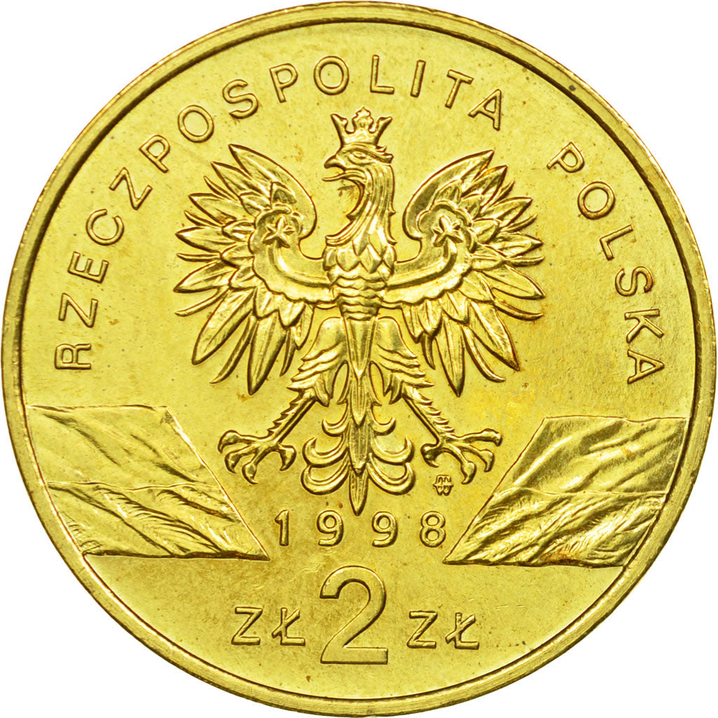 Coin, Poland, 2 Zlote, 1998, EF(40-45), Brass, KM:340