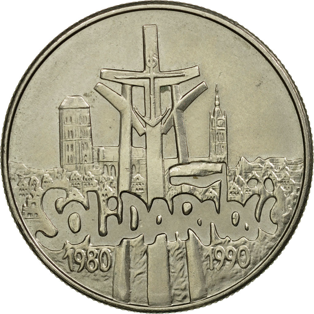 Münze, Polen, 10th Anniversary of Solidarity, 10000 Zlotych, 1990, Warsaw, VZ