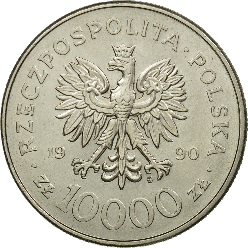 Münze, Polen, 10th Anniversary of Solidarity, 10000 Zlotych, 1990, Warsaw, VZ