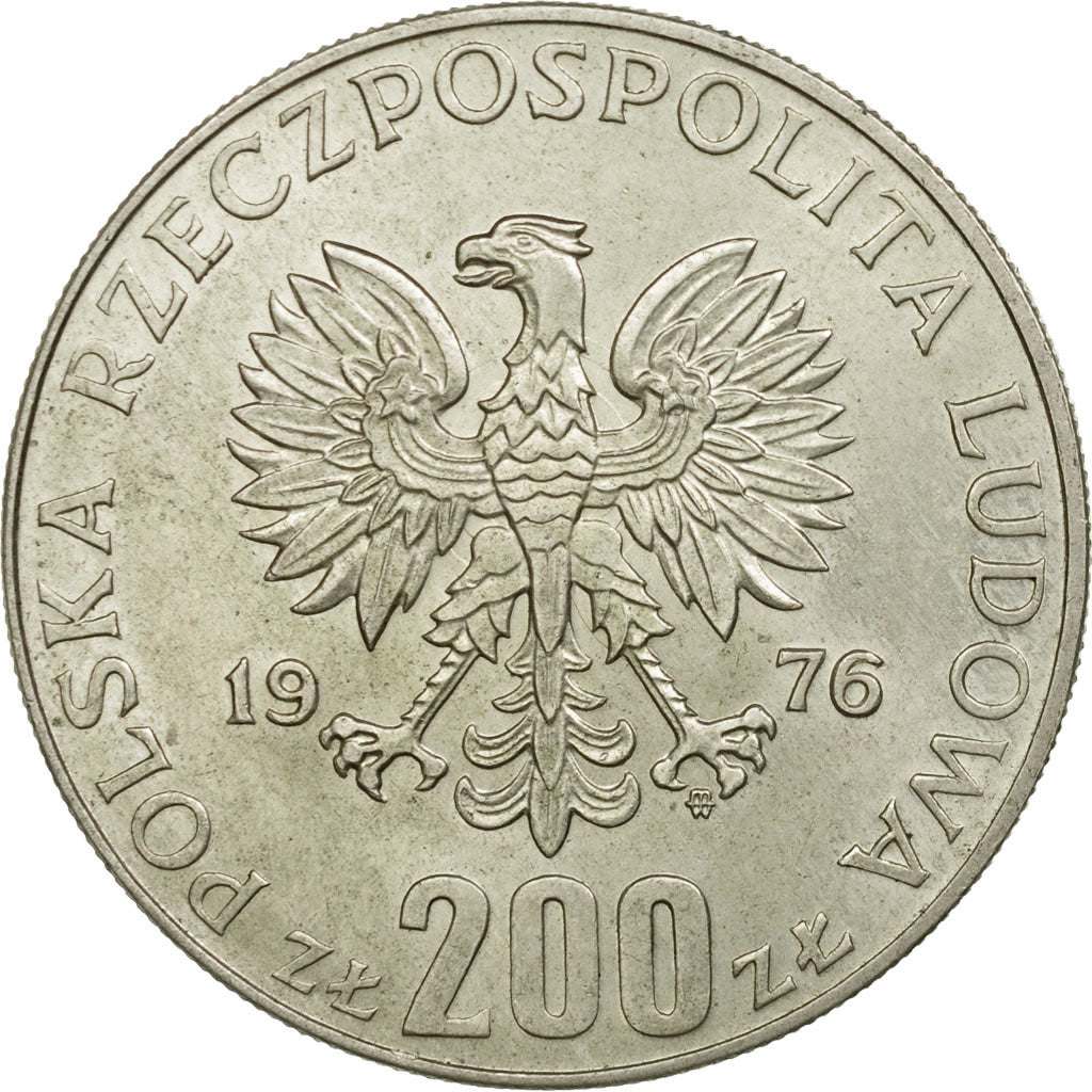 Coin, Poland, XXI Olympics, 200 Zlotych, 1976, Warsaw, AU(55-58), Silver, KM:86