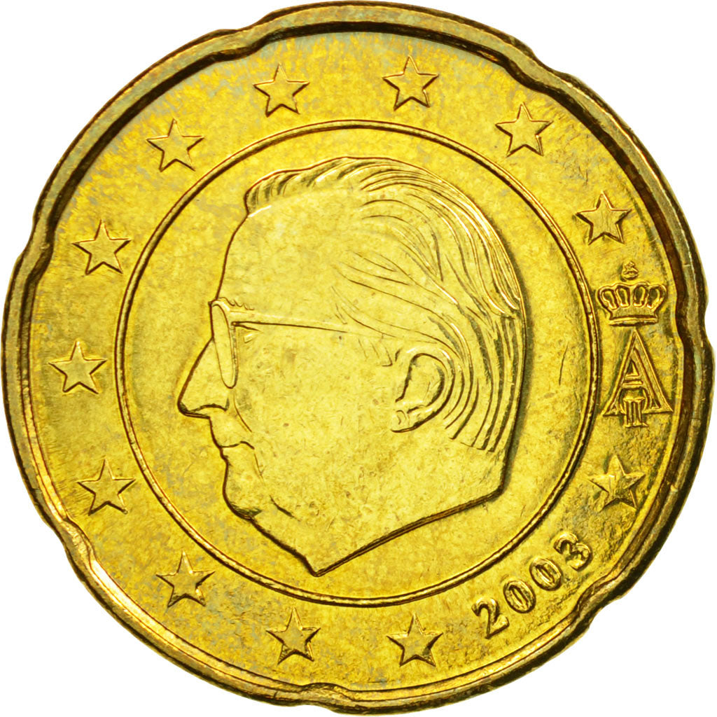Belgia, 20 Euro Cent, 2003, Brussels, EF(40-45), Mosiądz, KM:228