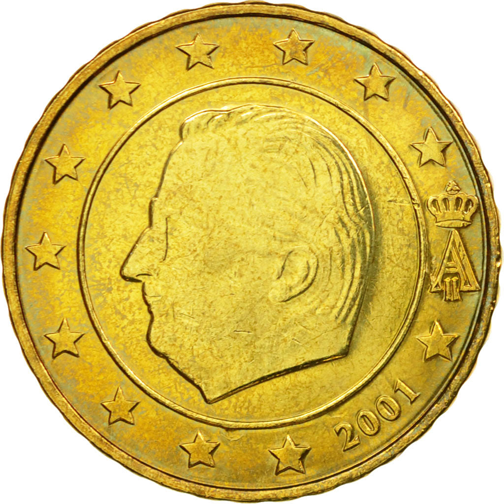 Belgium, 10 Euro Cent, 2001, EF(40-45), Brass, KM:227