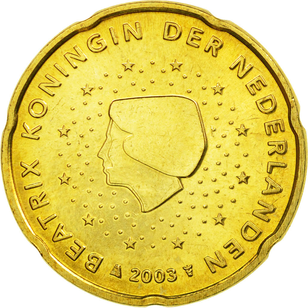 Netherlands, 20 Euro Cent, 2003, AU(55-58), Brass, KM:238