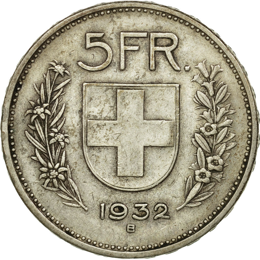 Coin, Switzerland, 5 Francs, 1932, Bern, EF(40-45), Silver, KM:40