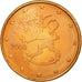 Finlandia, Euro Cent, 2003, Vantaa, AU(55-58), Miedź platerowana stalą, KM:98