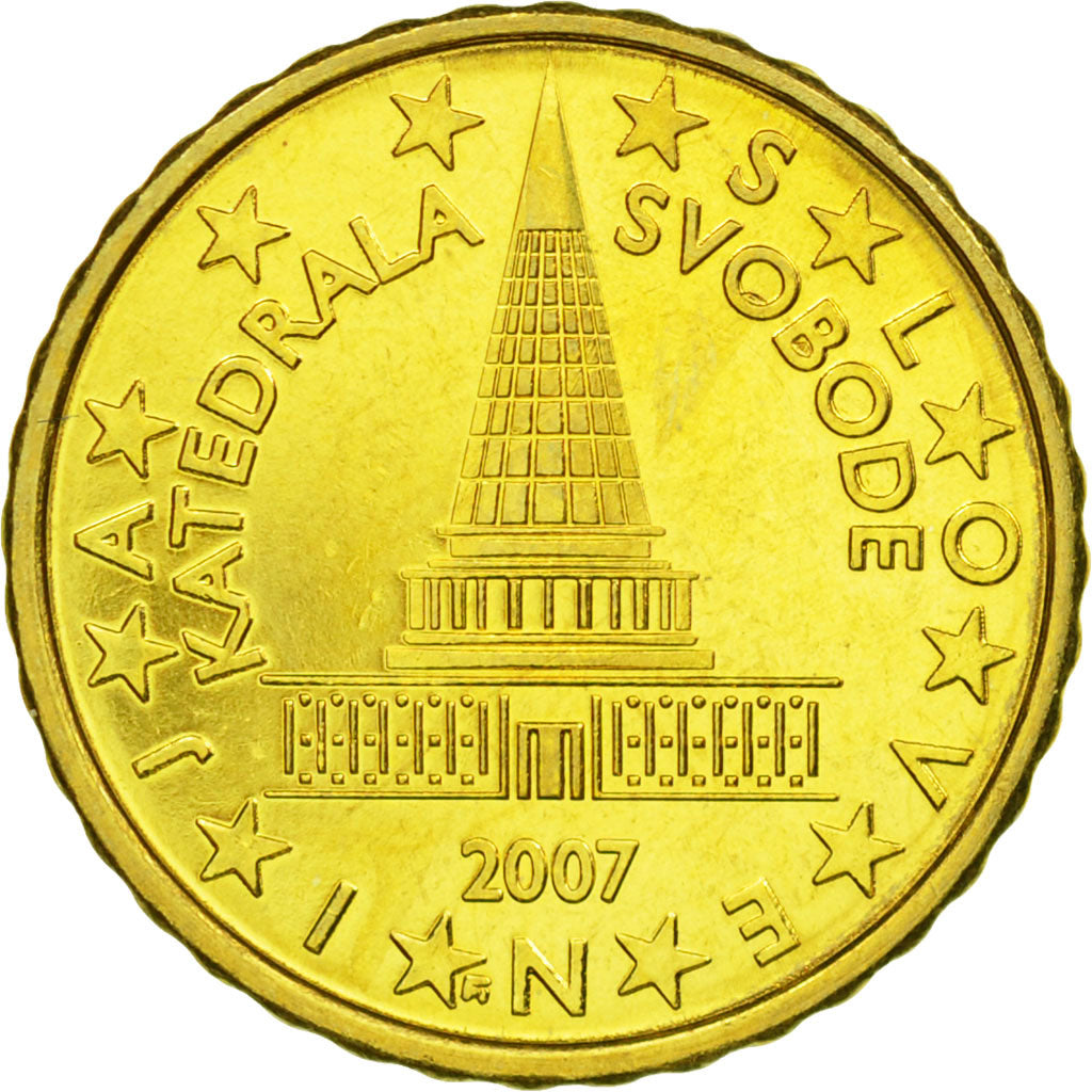 Slovenia, 10 Euro Cent, 2007, AU(55-58), Brass, KM:71