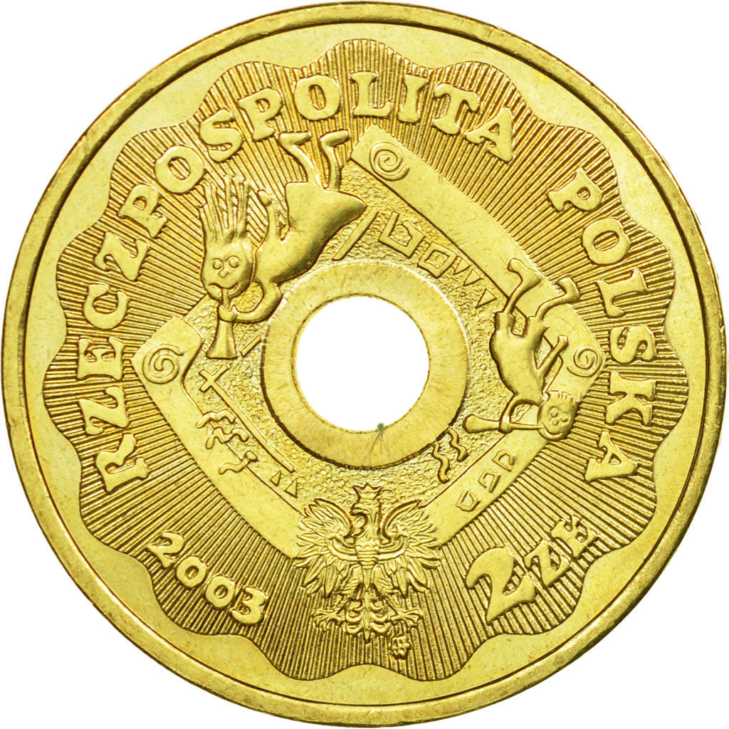 Coin, Poland, Children, 2 Zlote, 2003, Warsaw, EF(40-45), Brass, KM:446