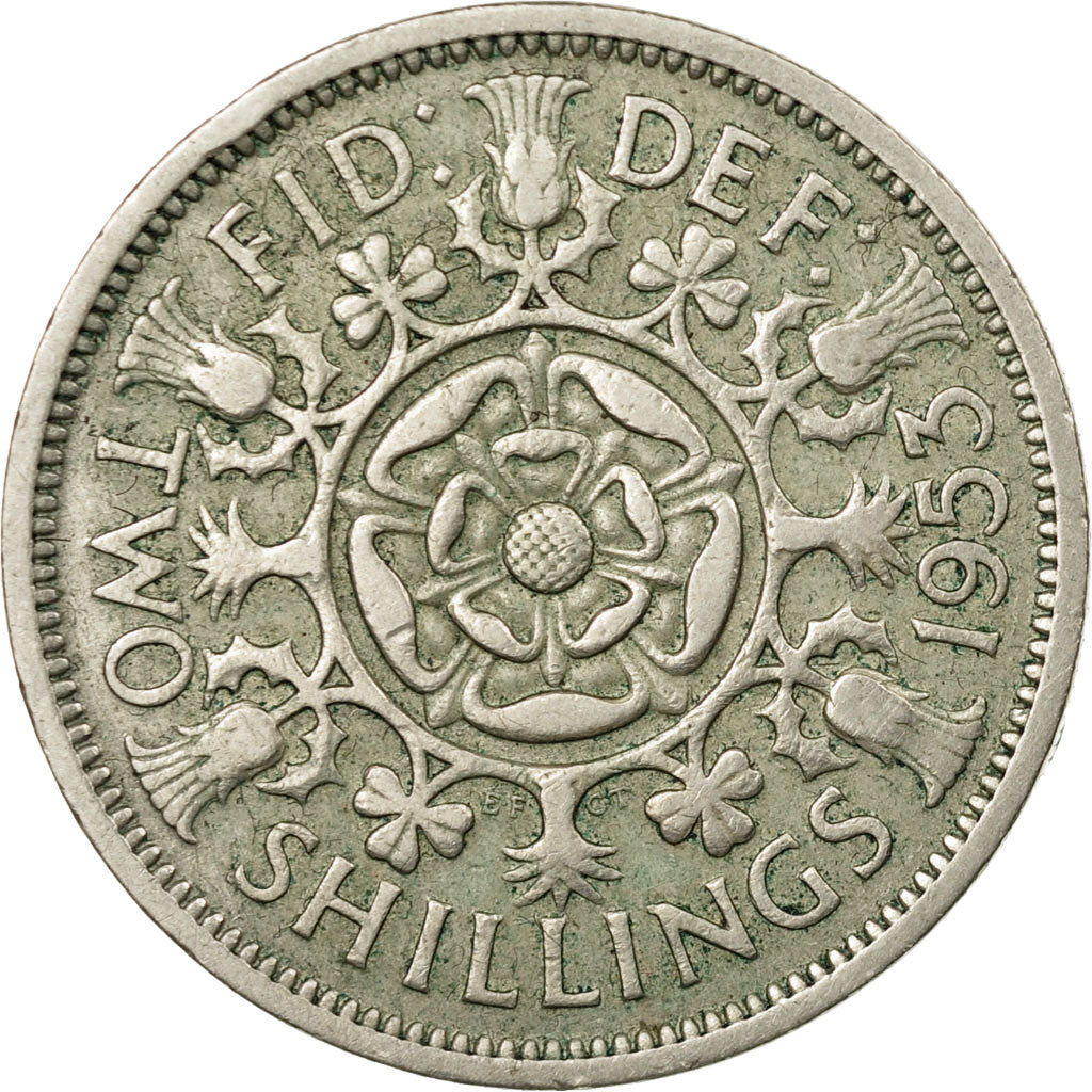 Coin, Great Britain, Elizabeth II, Florin, Two Shillings, 1953, EF(40-45)