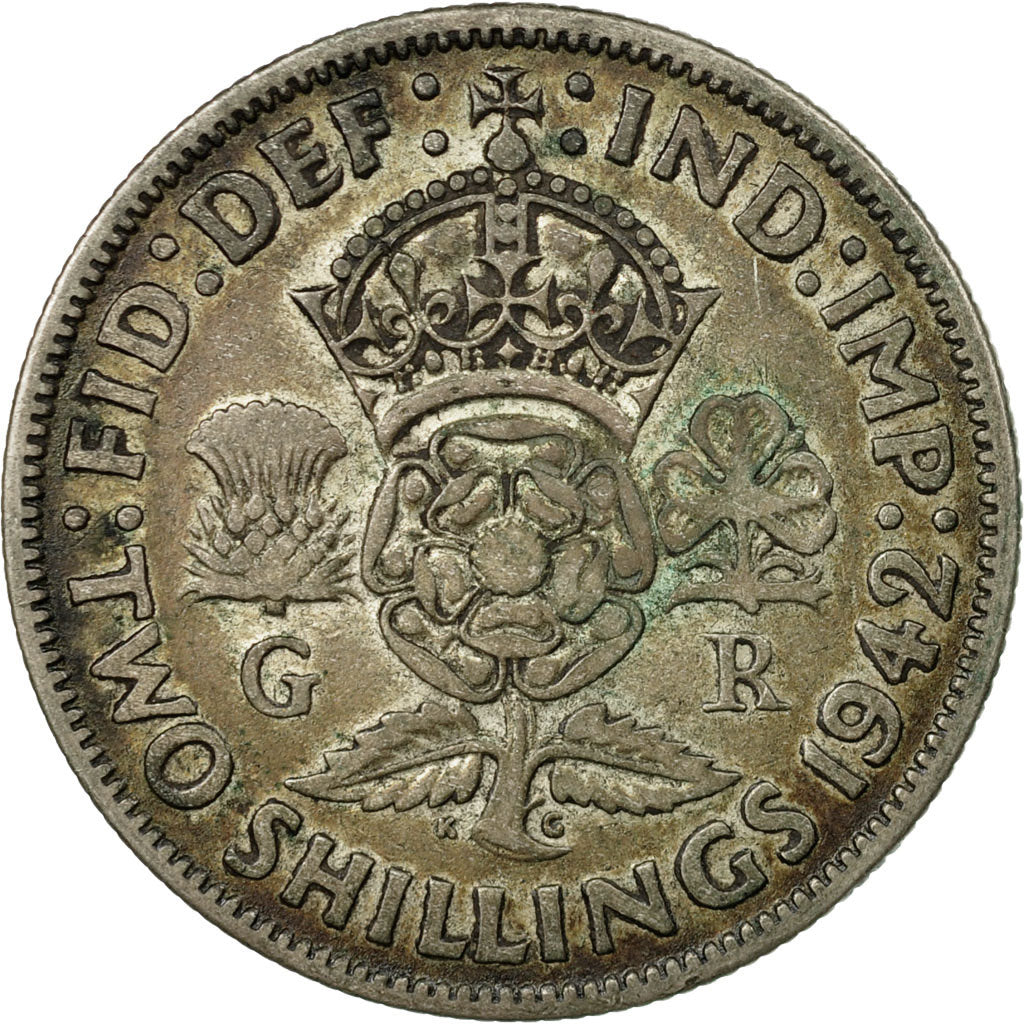 Coin, Great Britain, George VI, Florin, Two Shillings, 1942, VF(30-35), Silver