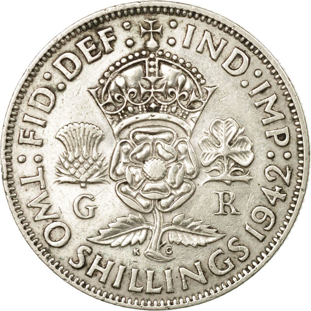Coin, Great Britain, George VI, Florin, Two Shillings, 1942, EF(40-45), Silver