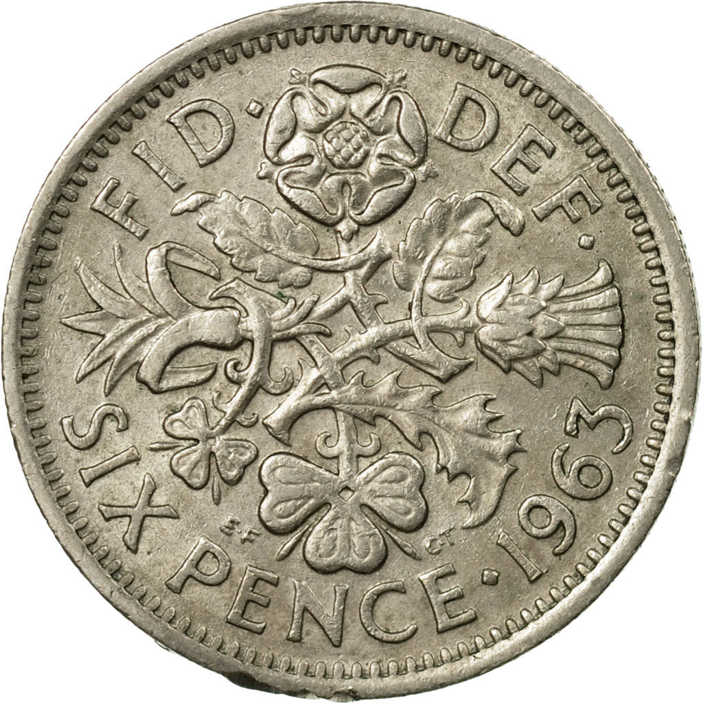 Coin, Great Britain, Elizabeth II, 6 Pence, 1963, EF(40-45), Copper-nickel