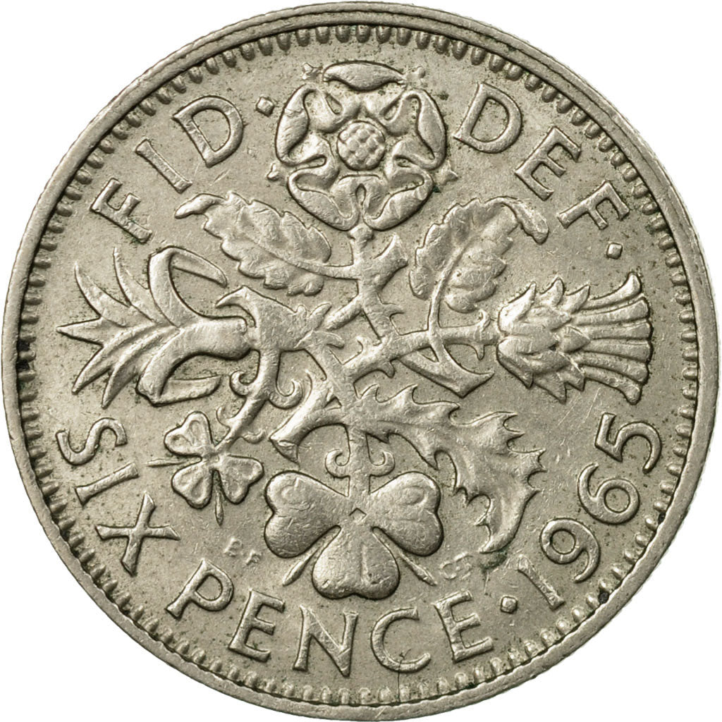 Coin, Great Britain, Elizabeth II, 6 Pence, 1965, EF(40-45), Copper-nickel