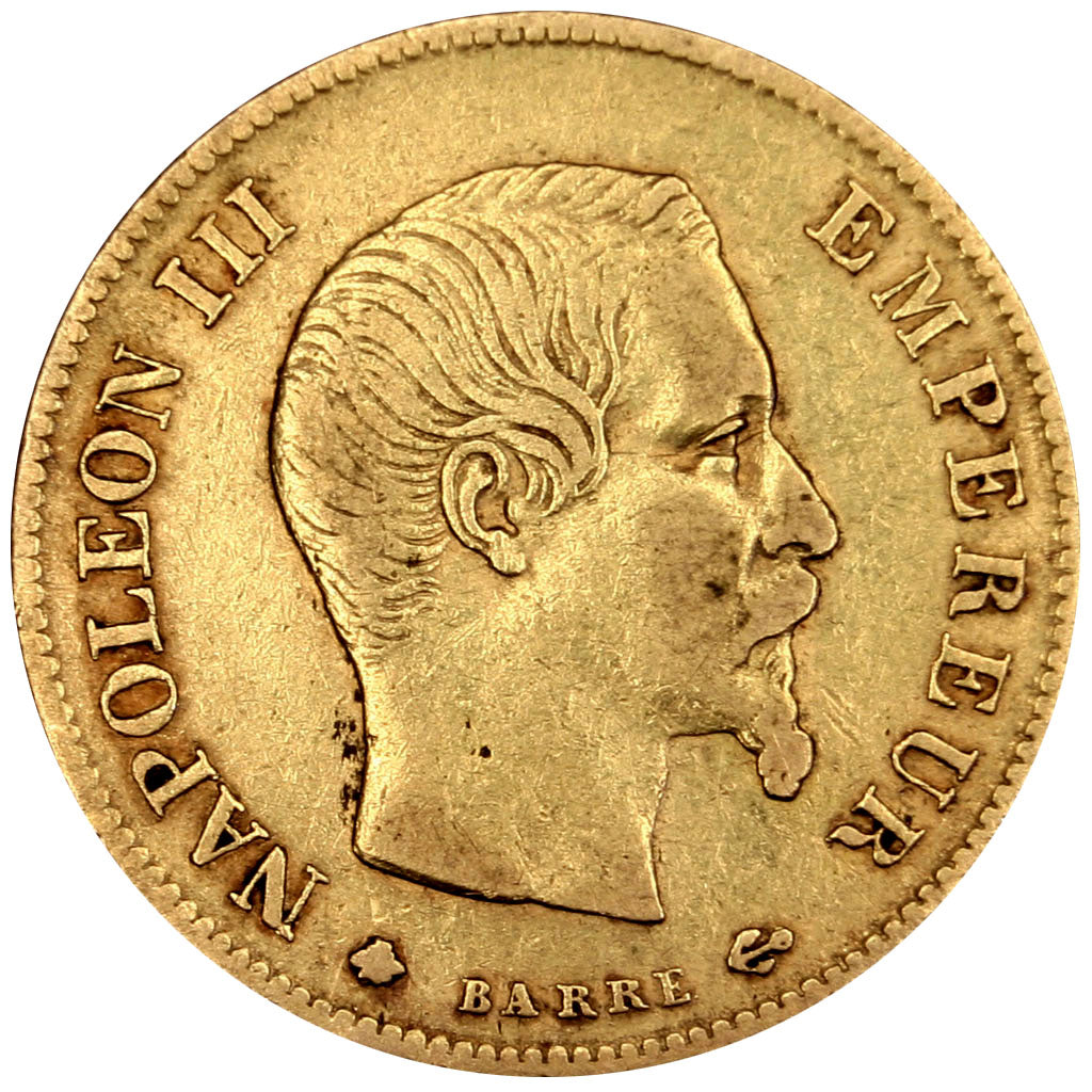 FRANCE, Napoléon III, 10 Francs, 1858, Strasbourg, KM #784.4, EF(40-45), Gold, G