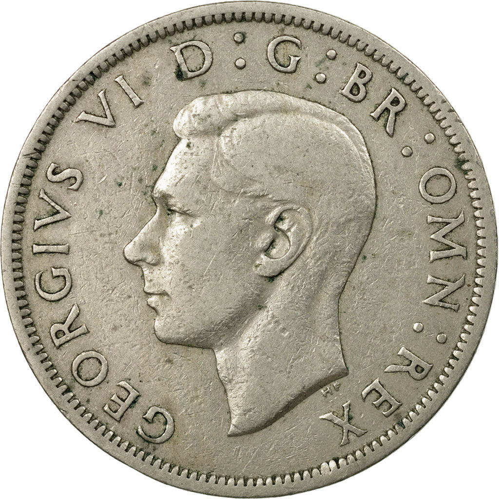 Moneda, Gran Bretaña, George VI, 1/2 Crown, 1948, BC+, Cobre - níquel, KM:866