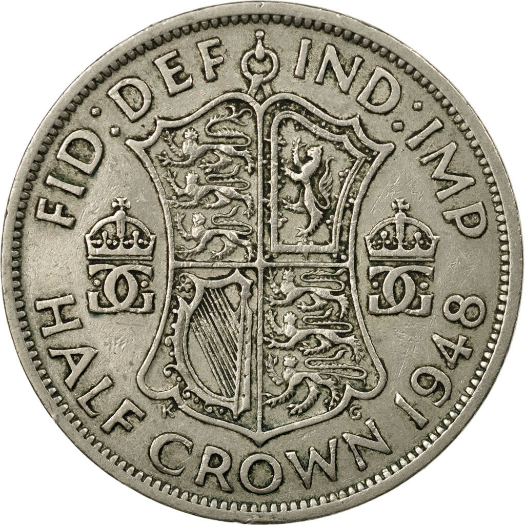 Moneda, Gran Bretaña, George VI, 1/2 Crown, 1948, MBC, Cobre - níquel, KM:866