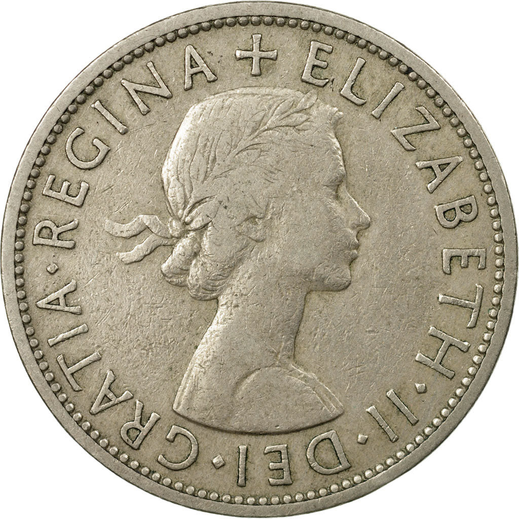 Moneda, Gran Bretaña, Elizabeth II, 1/2 Crown, 1955, MBC, Cobre - níquel