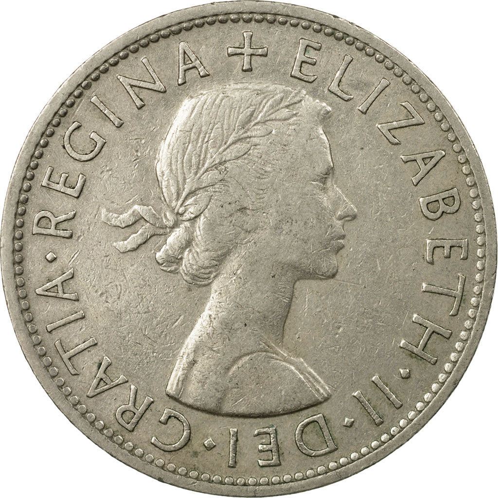 Moneda, Gran Bretaña, Elizabeth II, 1/2 Crown, 1961, MBC, Cobre - níquel