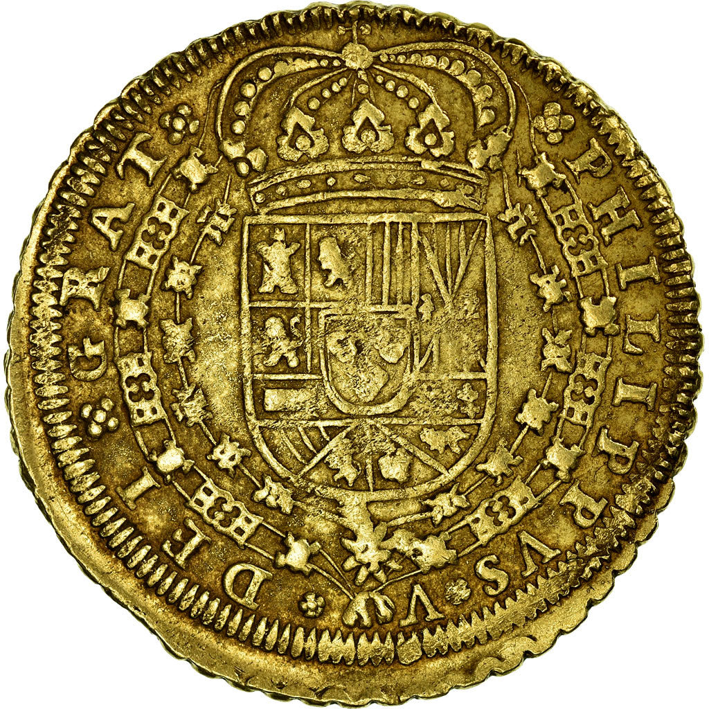Coin, Spain, Philip V, 8 Escudos, 1717, Seville, EF(40-45), Gold, KM:260