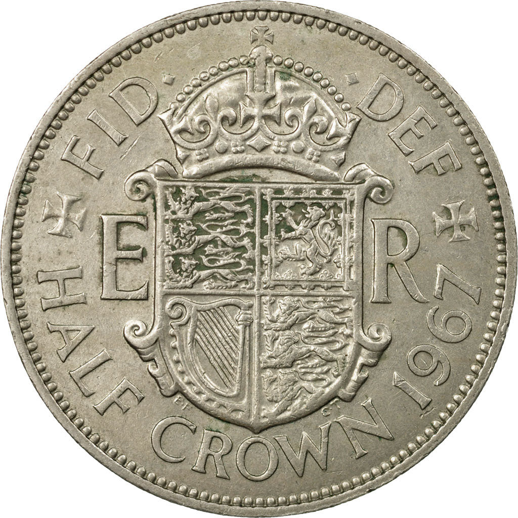 Moneda, Gran Bretaña, Elizabeth II, 1/2 Crown, 1967, MBC, Cobre - níquel