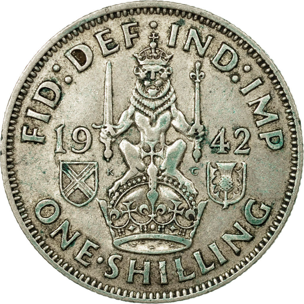 Coin, Great Britain, George VI, Shilling, 1942, EF(40-45), Silver, KM:854