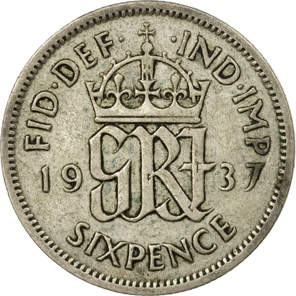 Coin, Great Britain, George VI, 6 Pence, 1937, VF(20-25), Silver, KM:852