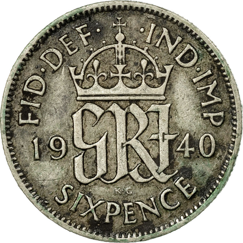 Coin, Great Britain, George VI, 6 Pence, 1940, VF(30-35), Silver, KM:852
