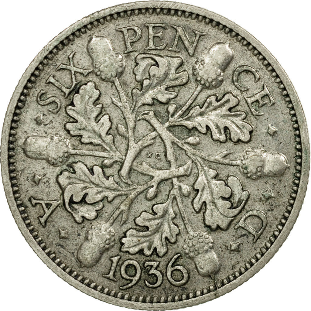 Coin, Great Britain, George V, 6 Pence, 1936, EF(40-45), Silver, KM:832