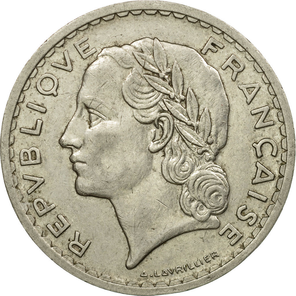 Moneta, Francia, Lavrillier, 5 Francs, 1935, Paris, BB, Nichel, KM:888