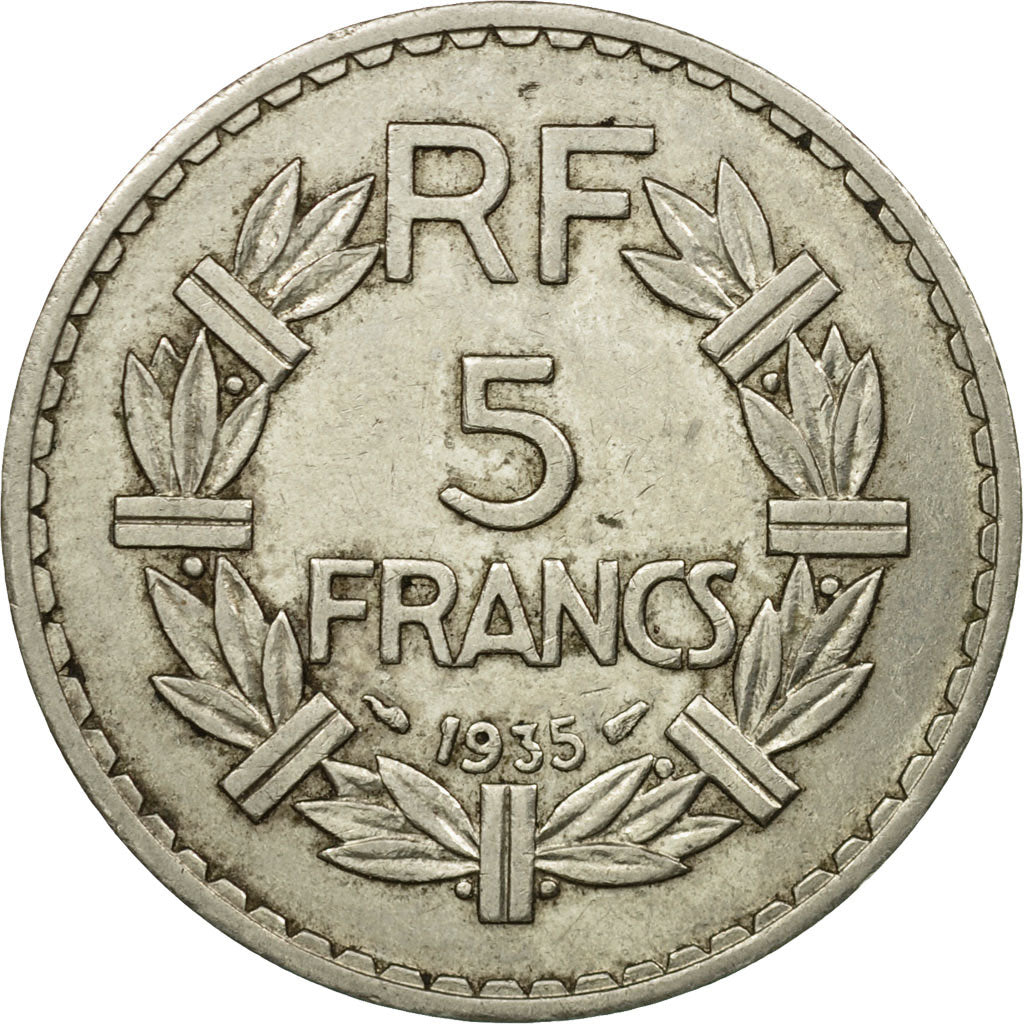 Moneta, Francia, Lavrillier, 5 Francs, 1935, Paris, BB, Nichel, KM:888