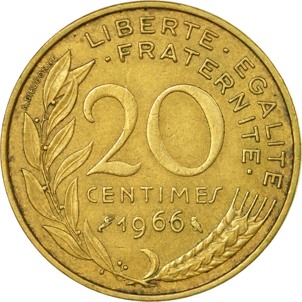 Coin, France, Marianne, 20 Centimes, 1966, Paris, EF(40-45), Aluminum-Bronze