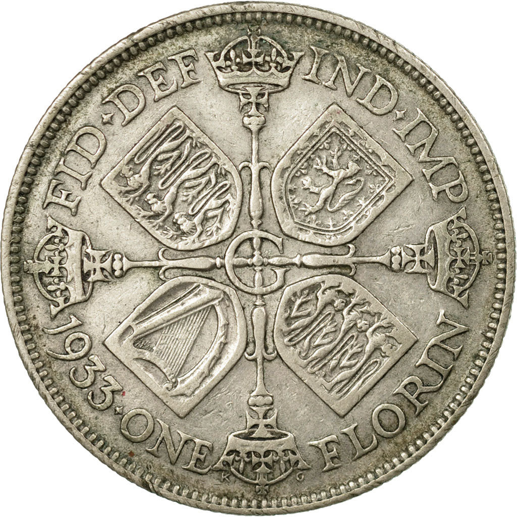 Coin, Great Britain, George V, Florin, Two Shillings, 1933, EF(40-45), Silver