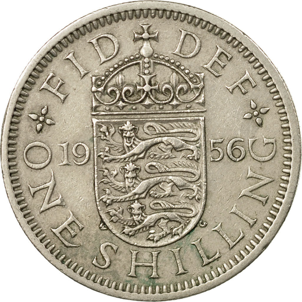 Coin, Great Britain, Elizabeth II, Shilling, 1956, VF(30-35), Copper-nickel
