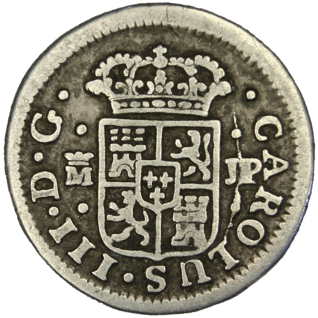 SPAIN, 1/2 Real, 1762, Madrid, KM #395.1, VF(30-35), Silver, 1.37