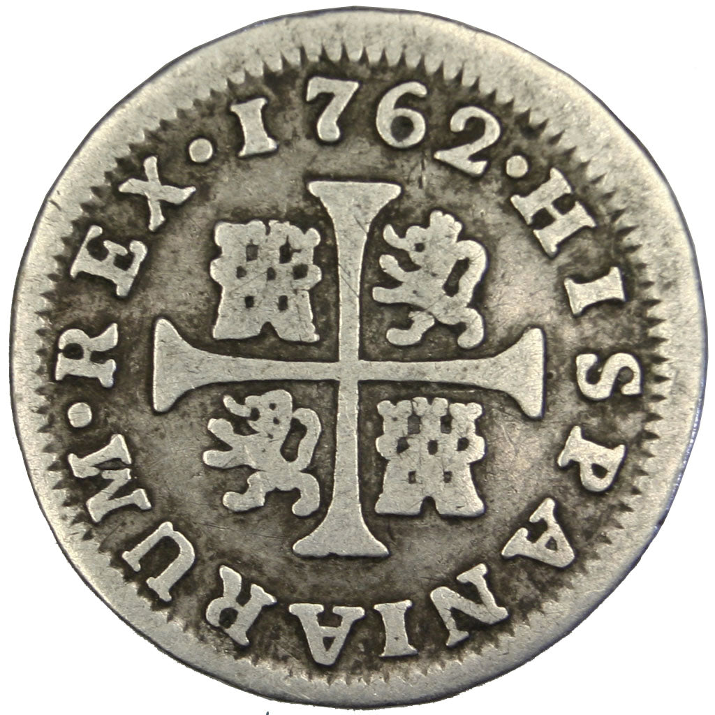 SPAIN, 1/2 Real, 1762, Madrid, KM #395.1, VF(30-35), Silver, 1.37