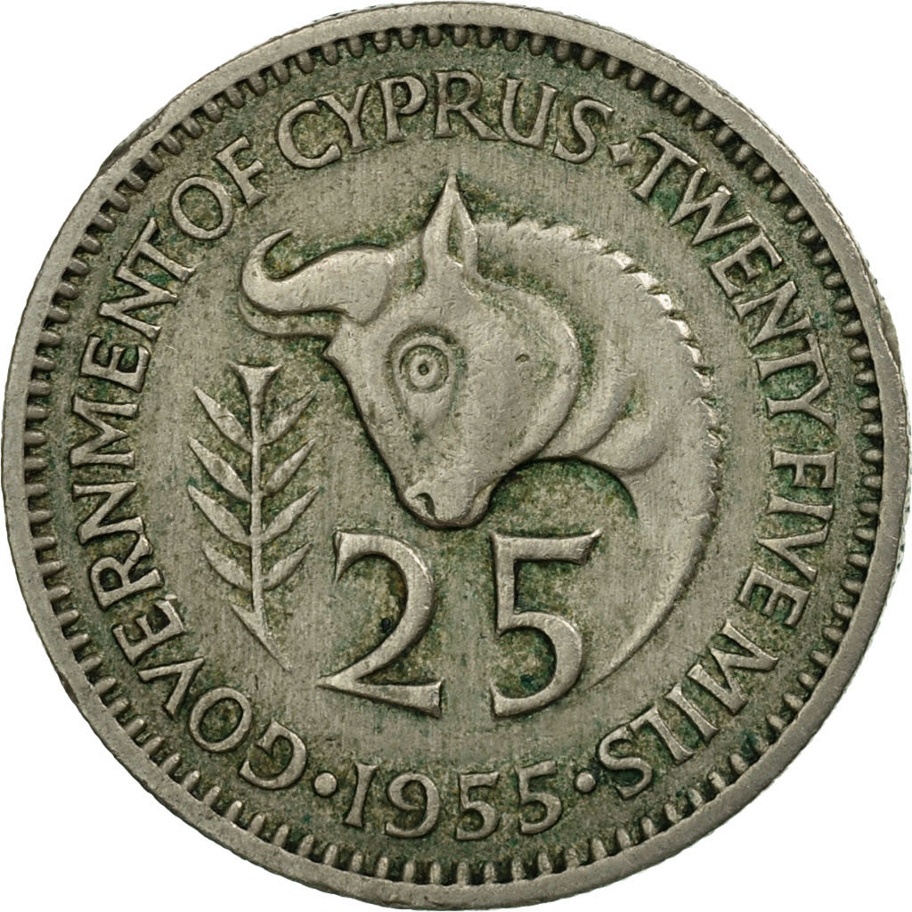 Monnaie, Chypre, 25 Mils, 1955, TTB, Copper-nickel, KM:35
