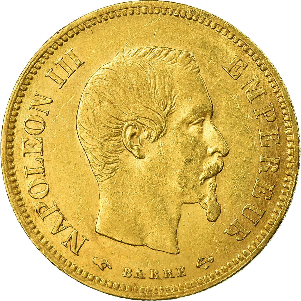 Moneta, Francia, Napoleon III, Napoléon III, 10 Francs, 1855, Paris, BB+, Oro