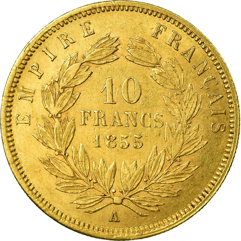 Moneta, Francia, Napoleon III, Napoléon III, 10 Francs, 1855, Paris, BB+, Oro