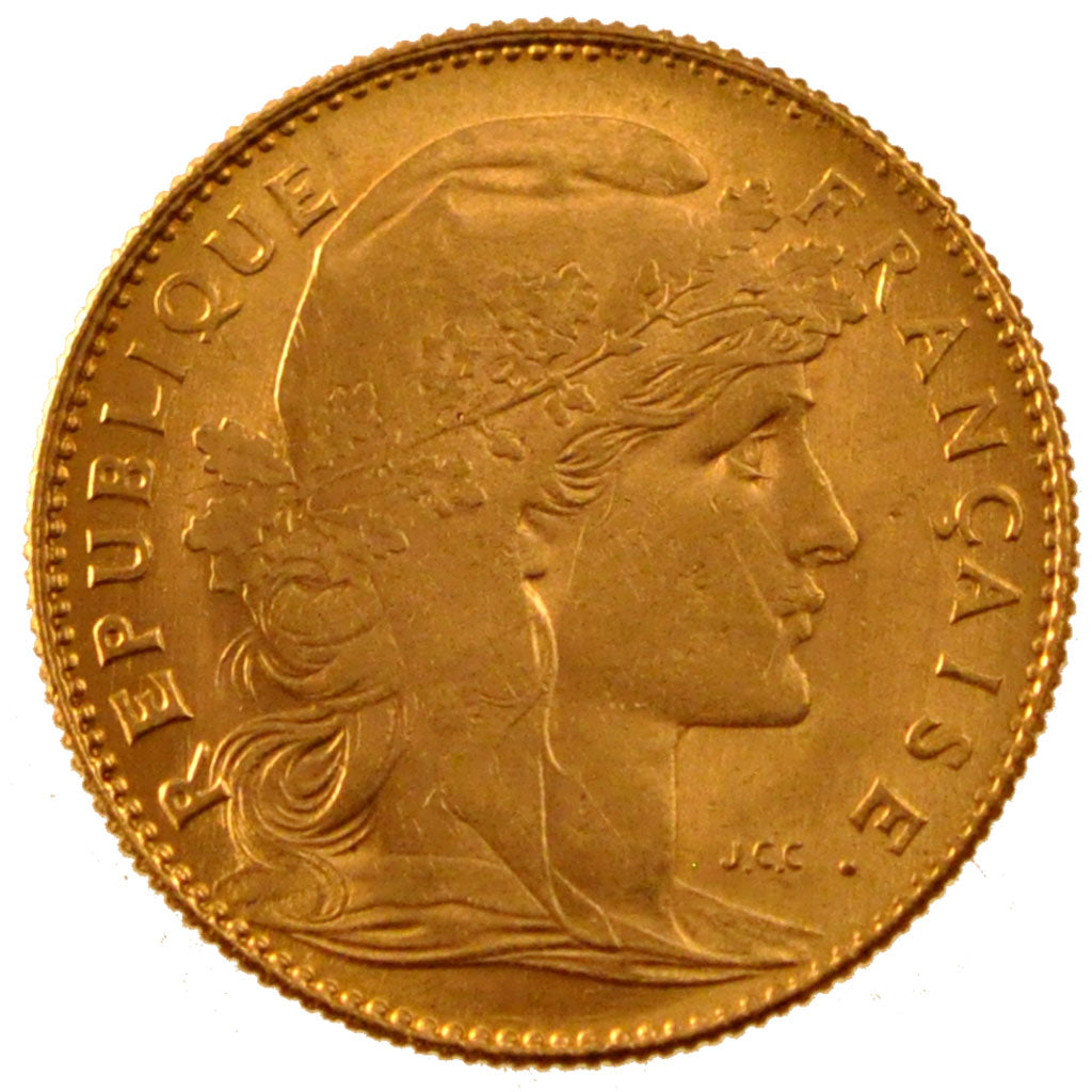 FRANCE, Marianne, 10 Francs, 1912, Paris, KM #846, AU(55-58), Gold, Gadoury...