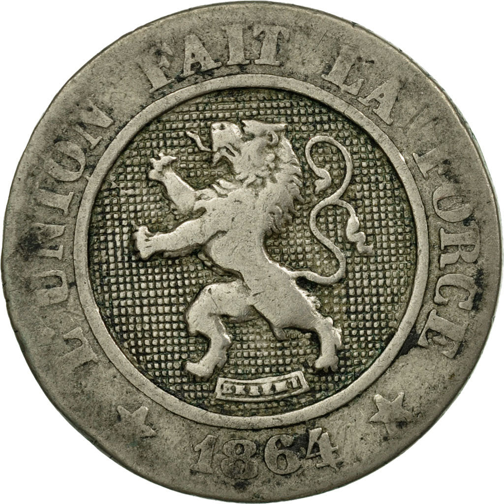 Moneta, Belgio, Leopold I, 10 Centimes, 1864, MB, Rame-nichel, KM:22
