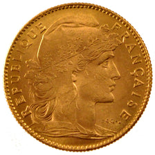 FRANCE, Marianne, 10 Francs, 1914, Paris, KM #846, AU(50-53), Gold, Gadoury...
