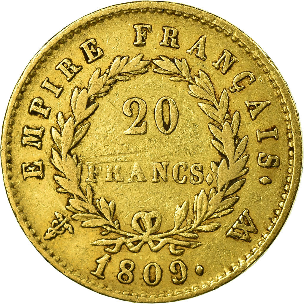 Coin, France, Napoléon I, 20 Francs, 1809, Lille, VF(30-35), Gold, KM:695.10