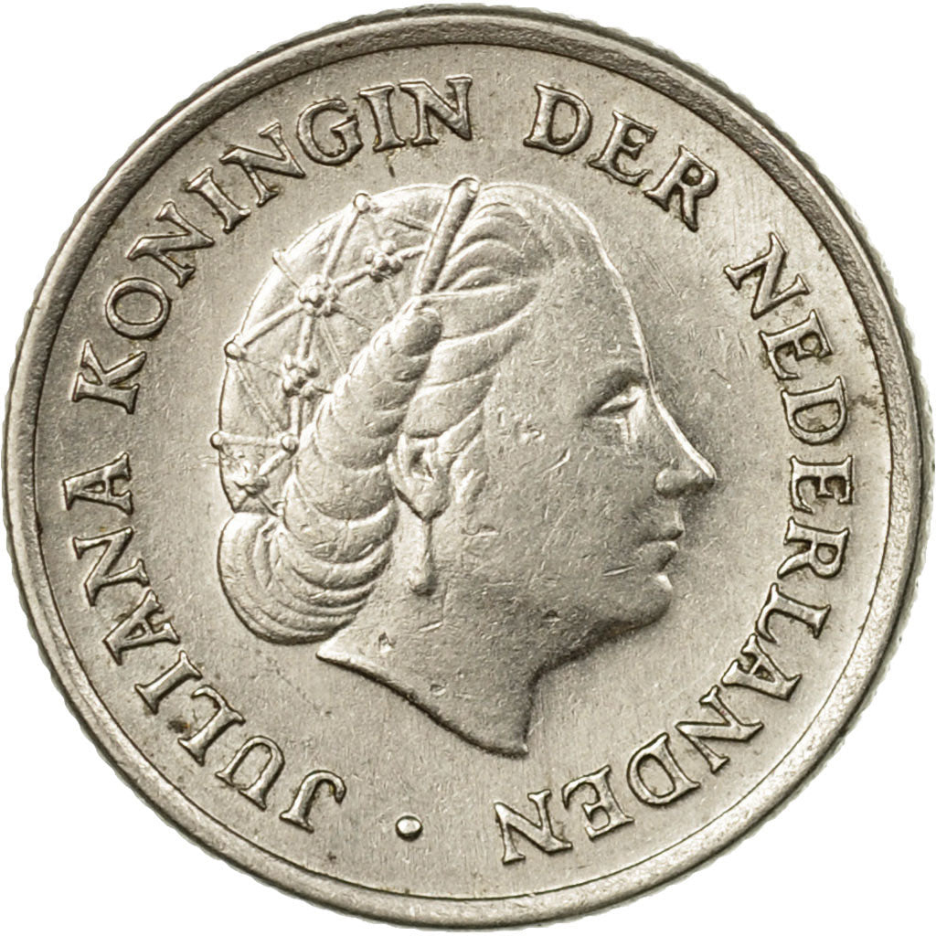 Coin, Netherlands, Juliana, 10 Cents, 1956, EF(40-45), Nickel, KM:182